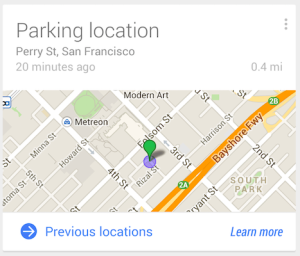 Google Now - Recordatorio de aparcamiento